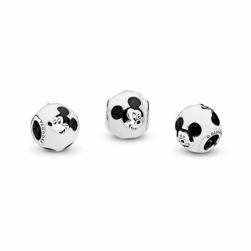 Pandora Disneyr Expressive Mickey Charm - Sterling Silver/Enamel/Black - Canada | XH6155YC